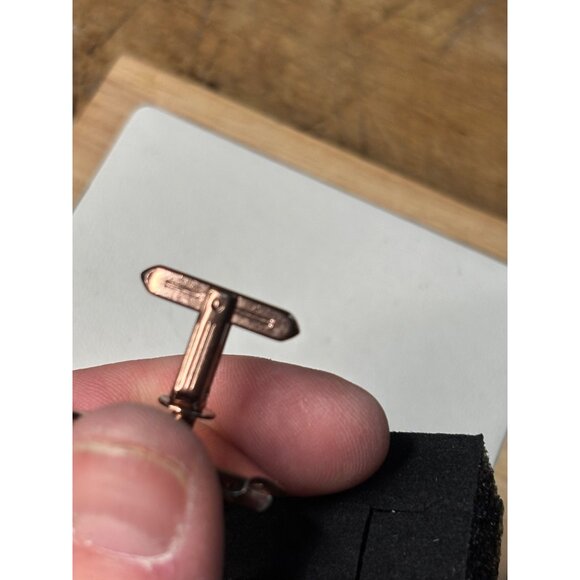 Vintage Copper & Black Geometric Cufflinks - Picture 4 of 10